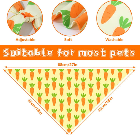 36Pcs Whaline Spring Dog Bandana Triangle Pet Scarf Adjustable Double-Sided Puppy Neckerchief Colorful Egg Floral Bunny