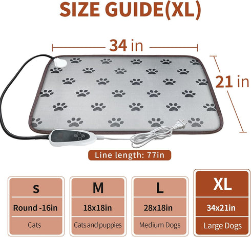 Large Dog Heating Pad 34x21in, Waterproof Pet Heating Mat with Smart Thermostat Switch, Whelping Supplies for Dogs