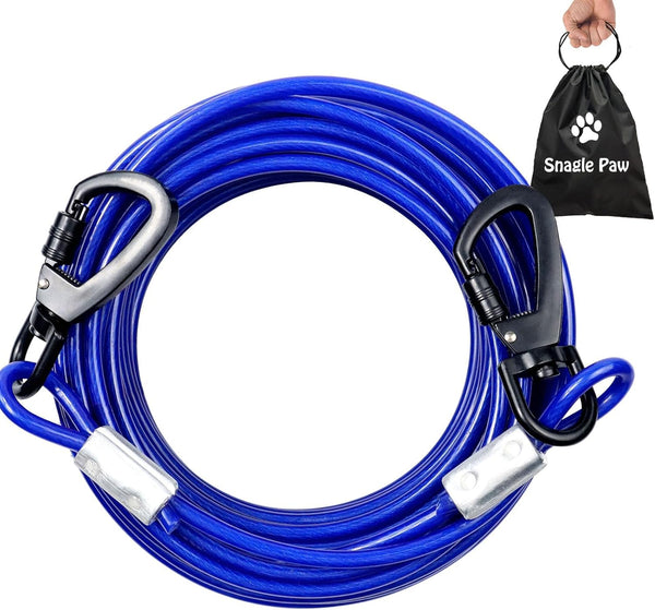 100FT Tie Out Cable for Dogs, Heavy Duty Chew Proof Dog Leads for Large Dogs Up to 250lbs, Durable Runner for Yard or