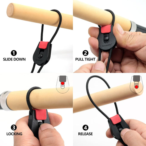 SAMSFX Fishing Rods Belt Stretchy Wrap Pole Straps Elastic Cable Ties for Casting, Spinning & Fly Rods