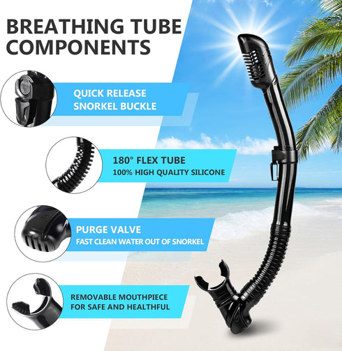 Snorkel Set Adult Snorkeling Gear Anti-Fog Panoramic Scuba Diving Mask and Dry Snorkel Tempered Glass Anti-Leak Snorkel