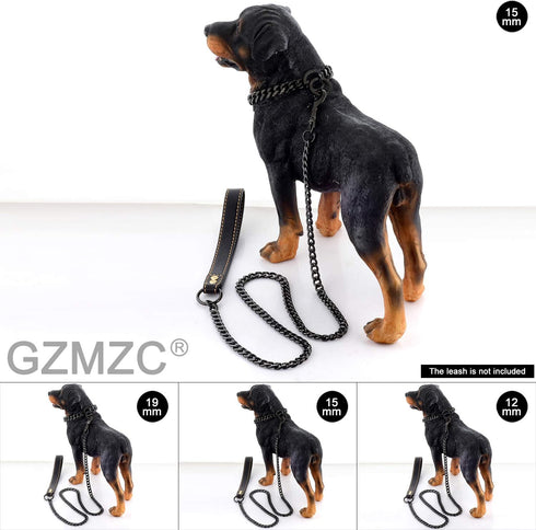 "Dog Chain Collar Black High Polished Stainless Steel Cuban Link Heavy Duty Chew Proof Leash for Small Dogs (15mm,