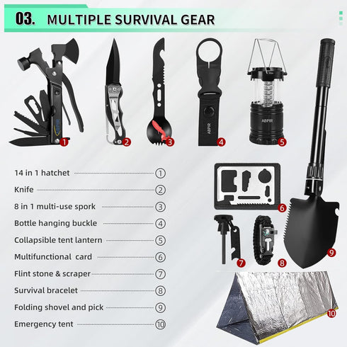 Abpir 171PCS Survival First Aid Kit with Survival Gear, First Aid Supplies, Emergency Tent, and MOLLE Nylon Bag, Ideal