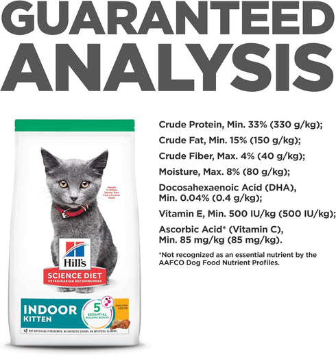 Hill's Science Diet Indoor Kitten Dry Cat Food, Easy Litter Box Cleanup, Chicken Recipe, 7 lb Bag
