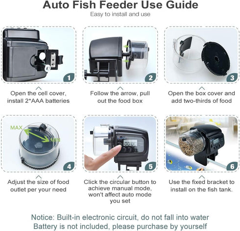 Lychee Automatic Fish Feeder | Digital Auto Timer Vacation Feeder for Aquarium
