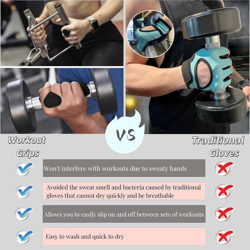 Jopplim Anti-Slip Workout Grips, Ergonomic Workout Gloves, Weight Lifting Grips, for Men and Women, Silicone Gym Grips