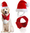 Christmas Dog Santa Hat with Adjustable Scarf, Red Knit Scarf, Dog Winter Neck Warmer for Christmas Party Dressup