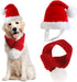 Christmas Dog Santa Hat with Adjustable Scarf, Red Knit Scarf, Dog Winter Neck Warmer for Christmas Party Dressup