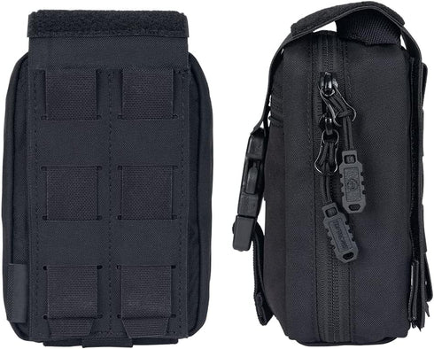 Removable Tactical Medical Pouch, Rip-away MOLLE IFAK Pouch for Camping, Hunting, 500D Nylon, Black