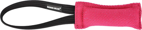 Dingo Gear Tug Toy for Dog Training, French Linen Dog Bumper with Handle (6" Pink, S00307)
