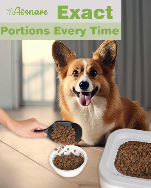 2 PACK Pet Food Scoop, 1 Cup Capacity Dog Food Scoop with Measuring Lines for Dog, Puppy, and Cat (Green and Black)