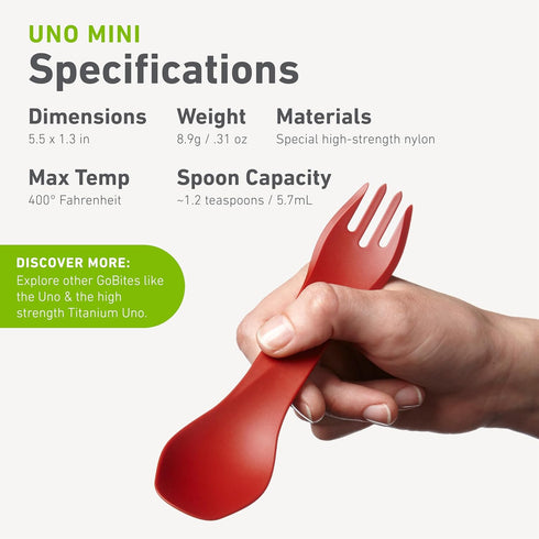 humangear GoBites Uno Portable & Convertible Travel Utensils, Multi-Functional Spork, Orange