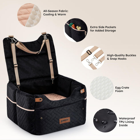 3 2 4"+2", 2 ZOMISIA Elevated Dog Car Seat for Medium Dogs, Adjustable Heights with Egg Crate Foam Boosters Dual-Sided