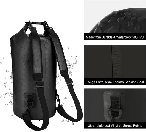 Piscifun Waterproof Floating Backpack 5L/10L/20L/30L/40L with Waterproof Phone Case for Kayaking and Fishing