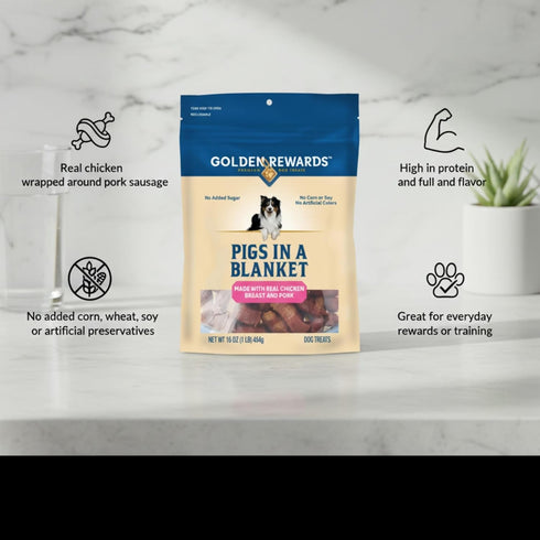 Generic 16 oz, (Pack 2) Pigs in a Blanket Chicken and Pork Sausage Dog Treats Long-Lasting Dog Chews, High-Protein Pet