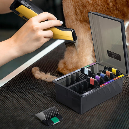Set A5 #10, #15, #30 Professional Animal Stainless Steel Attachment Guide Comb with Storage Box for Detachable Blade