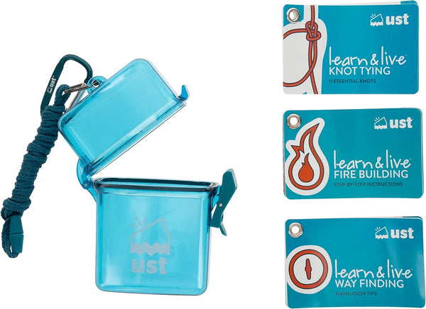 Just Learn & Live Outdoor Skills Educational Card Set, Durable, Waterproof, Compact Design for Hiking, Camping
