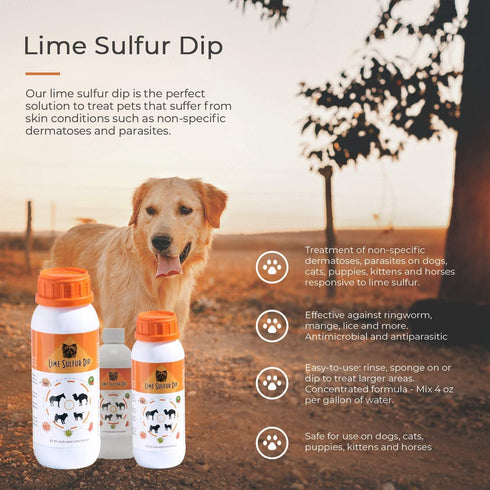 Classic's Lime Sulfur Dip (8 oz - Extra Strength Formula - Safe Solution for Pets)