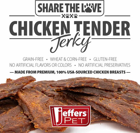24 oz 1 Pack Jeffers Chicken Jerky Dog Treats Bag | Grain Free High Protein Soft Chewy Pet Snacks | USA Made Natural