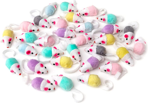 CHIWAVA 36 Pack 1.8 Inch Small Interactive Cat Toys - Mice with Catnip Rattle Sound for Indoor Cats