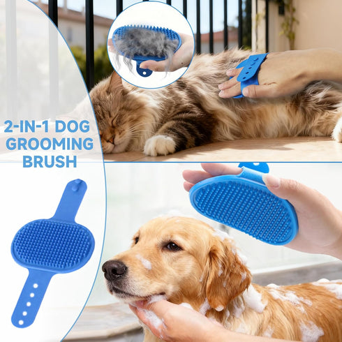 IDQQUQQ 4PCS 4-in-1 Pet Pro Grooming Tool | Pet Grooming Rake | Dog Hair Remover | Dog Shampoo Brush Pet Grooming Kit