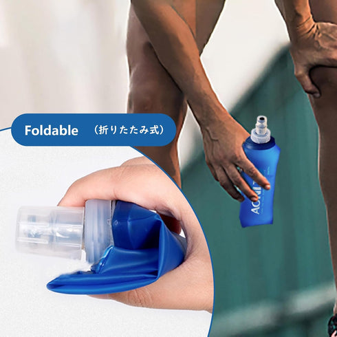 JEELAD Soft Folding Water Bottles BPA-Free Leak-Proof Hydration Bladder TPU Soft Collapsible Flask for Running Hiking