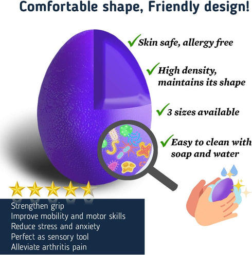 The Friendly Swede Stress Balls for Adults - 3 Squeeze Balls for Hand Therapy, Stress Relief & Strength