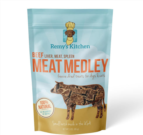 Beef Meat Medley Freeze Dried Dog Treats, USA Sourced, Human-Grade, All Natural, Grain Free - 3 oz
