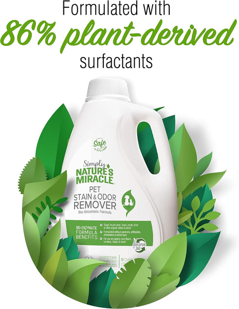 Nature's Miracle Simply Pet Stain and Odor Remover, 128 Ounce Made with 86% Plant-Derived Surfactants