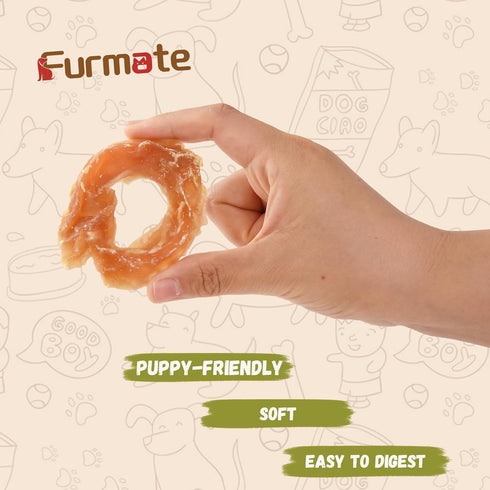 Dogs,10.58 oz Dog Treats Chicken Jerky Rings, Natural Chicken Breast w/Taurine, Rawhide-Free High-Protein Long-Lasting
