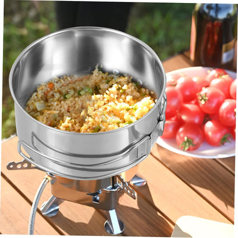 4pcs Set Happyyami Camping Pot Pan Stainless Steel Cookware Non-stick Surface Easy to Clean