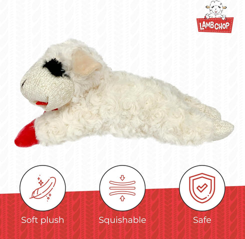 (10", 5 Multipet Lamb Chop Dog Plush Toy - Squeaky Toy for Small & Medium Dogs - Extra Soft Plush - Stuffed Animal