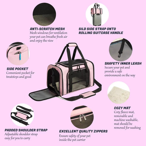 ROSEBB 15 Lbs,of Cat Carrier Dog Carrier Pet Carrier Cat Bags for Small Medium Cats Dogs Puppies of Airline Approved