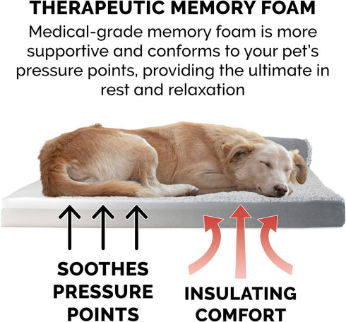 Furhaven Memory Foam Dog Bed for Medium/Small Dogs, Removable Bolsters & Washable Cover, Stone Gray, Medium