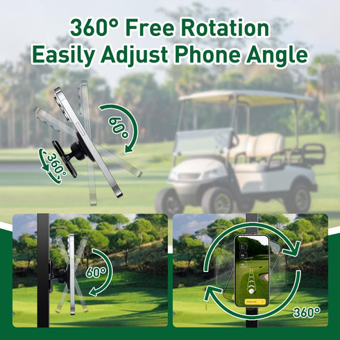 XIEACHUR 360 N52 Golf cart Phone Holder Magnetic, Phone Holder for Golf cart,Universal Phones Degree Adjustable