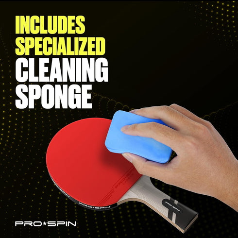 PRO SPIN Ping Pong Paddle Cleaner, Table Tennis Rubber Cleaning Kit, 200ml Rubber Cleaner & Sponge Included