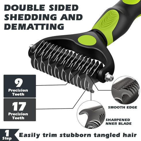 3PCS Dog Brush Set - Premium Pet Supplies for Shedding, Bathing, and Slicker Brushing (Green Black)