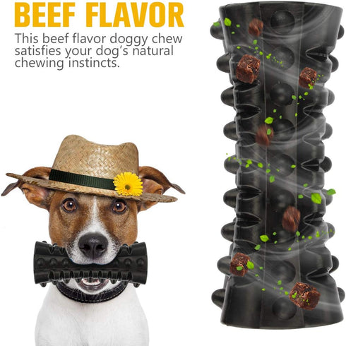 VANFINE Tough Squeaky Dog Toys for Aggressive Chewers, Durable Chew Toys for Large Breed, Non-Toxic Natural Rubber Beef