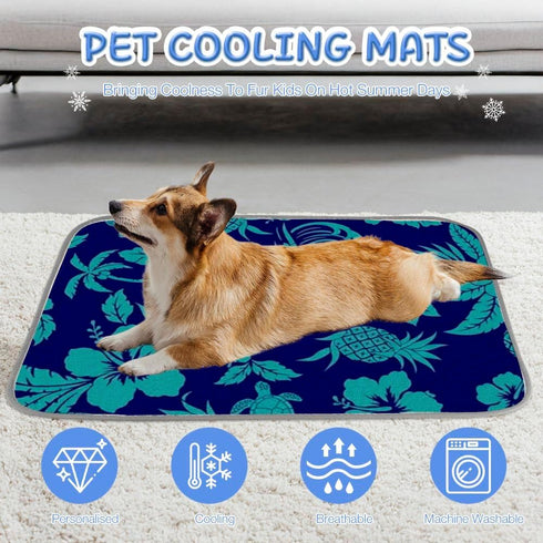 Generic 28" X22" Cat Dog Cooling Pad Ice Silk Cooling Mat for Cats Indoor Pineapple Silhouettes Cat Bed for Car