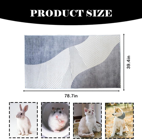78.739.4in Chinchilla kathson Extra Large Rabbit Cage Liner,Washable Bunny Floor Mat Reusable Non Slip Pet Playpen Mat