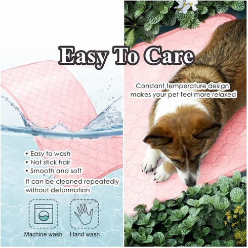 Pet Cooling Mat for Dogs, Ice Silk Cooling Blanket for Extra Large Dogs, Indoor & Outdoor (Pink, XL 40" x 28")