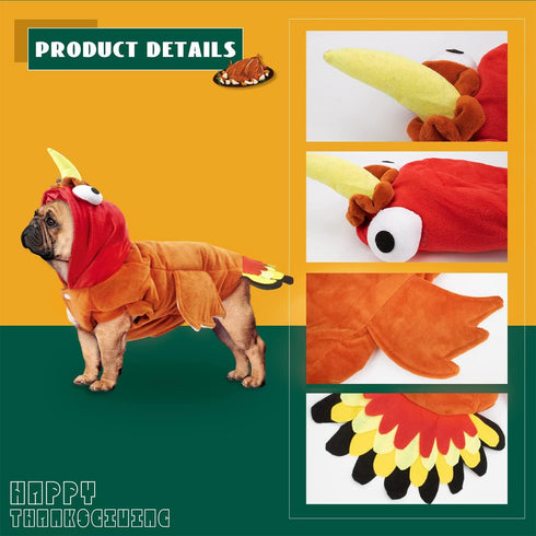 BWOGUE Turkey Dog Costume - Thanksgiving Apparel for Dogs and Cats