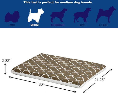 MidWest Homes for Pets Quiet Time Dog Beds, Teflon Defender, 30-Inch, Brown & White Geometric Pattern