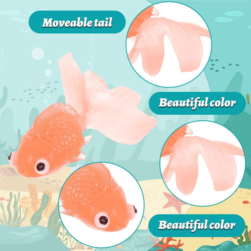 Kisangel 10pcs Miniature Floating Goldfish, Artificial Rubber Goldfish Model for Aquarium Fish Tank
