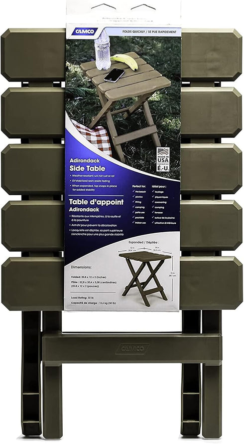 21045 Camco Small Quick-Folding Adirondack Table, Plastic, Taupe