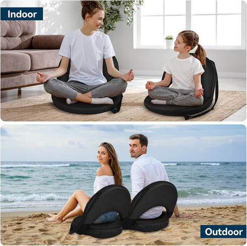 VSTKEN 6 Floor Chair - Reclining Stadium Seats with Back Support, Position Adjustable - Portable Beach Chair