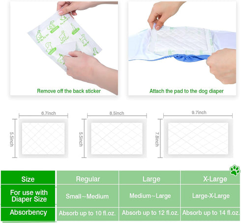 130ct 130pcs) Dog Diaper Liners Super Soft and Absorbent Dog Diaper Booster Pads for Male Dog Belly Bands or Female Dog