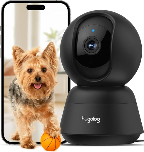 Hugolog 3K 5MP Indoor Pan/Tilt Security Camera with Auto-Focus,Ideal for Baby Monitor/Pet Camera/Home