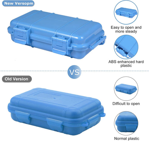 Waterproof Airtight Plastic Container, Dry Storage Box with 2 U Shape Buckle for Fishing, Camping, Hiking (L-Blue)
