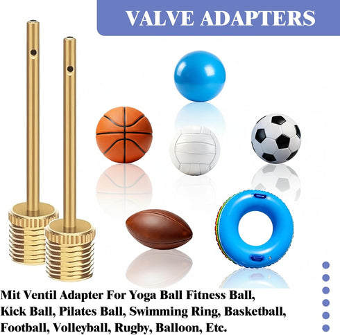 GRSECPO 25PCS Nozzle (25) Valve Adaptor Tools, Brass Bike Pump Adaptters,Ball Pump Needle, Balloon Inflatable Toys